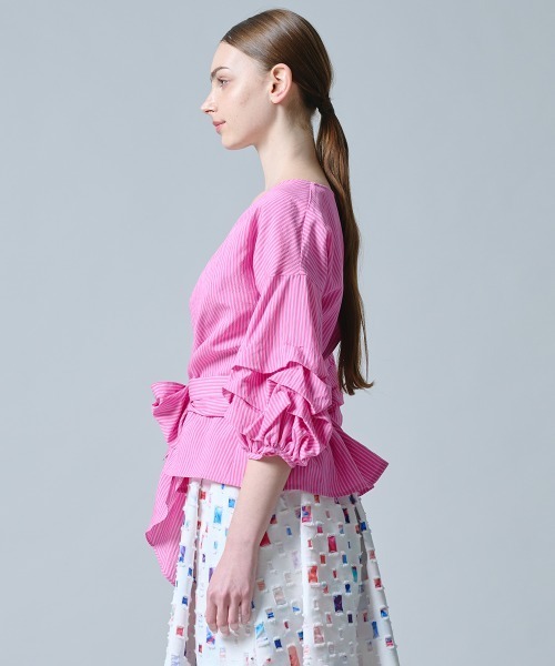 DOUBLE STANDARD CLOTHING(ダブルスタンダードクロージング)の「カシュクールボリュームスリーブブラウス(シャツ/ブラウス・レディース・ピンク・38/36)」の4枚目の写真