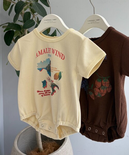 CIAOPANIC TYPY（チャオパニックティピー）の「【BABY】アソート柄リブロンパース【AMALFI】（その他ベビーウェア・キッズ・アイボリー/ブラウン・80）」の3枚目の写真