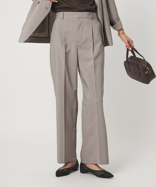 green label relaxing（グリーンレーベルリラクシング）の「［size SHORT/TALLあり］トリアセ ワイドストレート パンツ（スラックス・レディース・ライトグレー/ダークグレー・TALL/44/42/40/38/36/34/SHORT/46）」の3枚目の写真