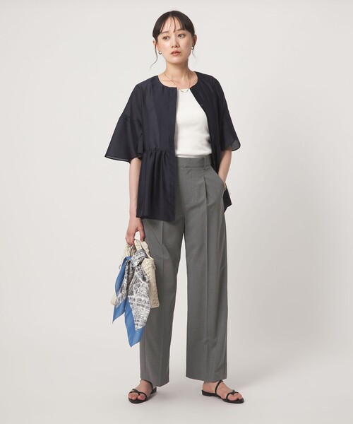 green label relaxing（グリーンレーベルリラクシング）の「［size SHORT/TALLあり］トリアセ ワイドストレート パンツ（スラックス・レディース・ライトグレー/ダークグレー・TALL/44/42/40/38/36/34/SHORT/46）」の8枚目の写真