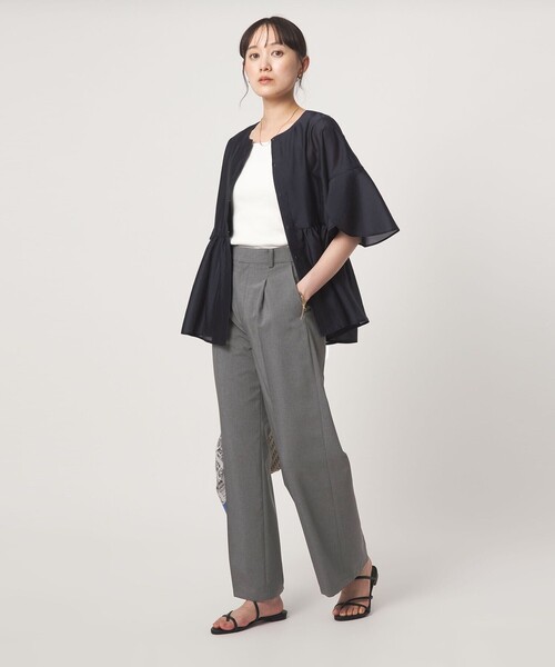 green label relaxing（グリーンレーベルリラクシング）の「［size SHORT/TALLあり］トリアセ ワイドストレート パンツ（スラックス・レディース・ライトグレー/ダークグレー・TALL/44/42/40/38/36/34/SHORT/46）」の9枚目の写真
