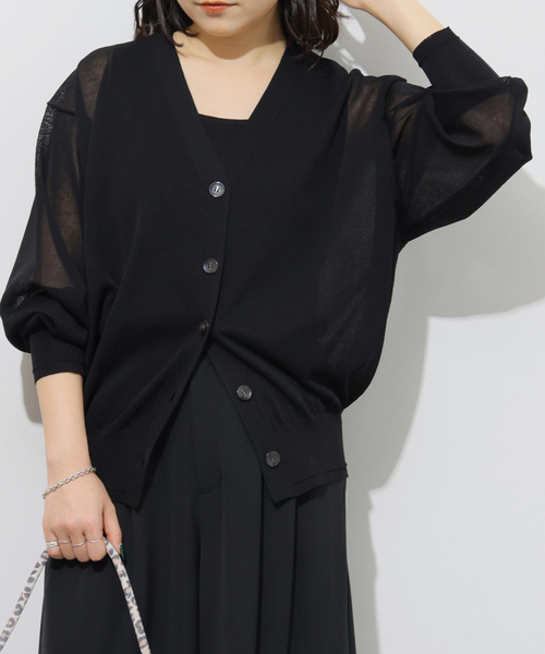 JOURNAL STANDARD relume（ジャーナルスタンダード　レリューム）の「《WEB限定追加3》サマーニットVネックカーディガン（カーディガン/ボレロ・レディース・グレー/ブラック/ブラウン・FREE）」の6枚目の写真