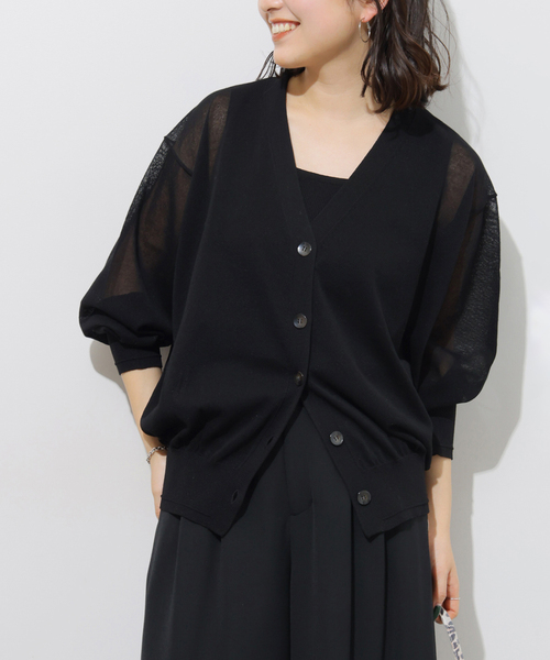 JOURNAL STANDARD relume（ジャーナルスタンダード　レリューム）の「《WEB限定追加3》サマーニットVネックカーディガン（カーディガン/ボレロ・レディース・グレー/ブラック/ブラウン・FREE）」の7枚目の写真