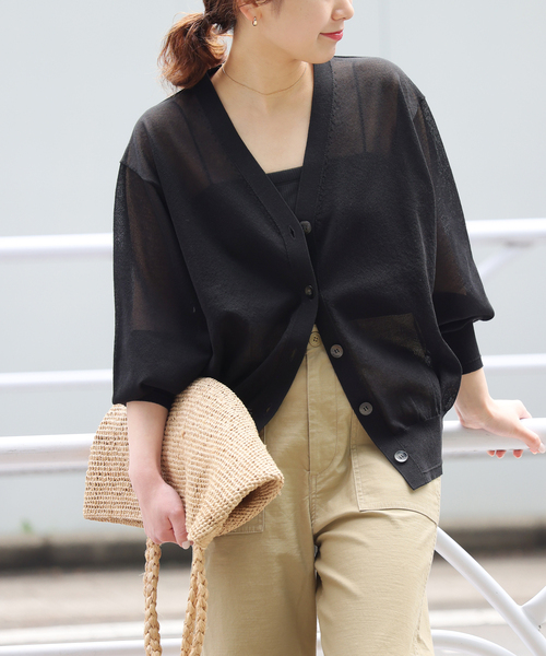 JOURNAL STANDARD relume（ジャーナルスタンダード　レリューム）の「《WEB限定追加3》サマーニットVネックカーディガン（カーディガン/ボレロ・レディース・グレー/ブラック/ブラウン・FREE）」の13枚目の写真
