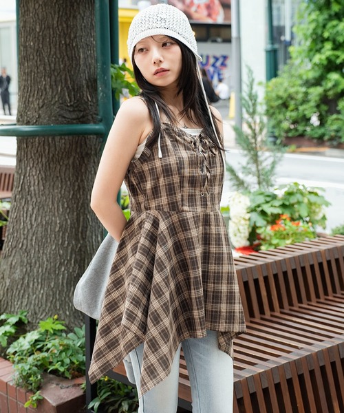 WEGO（ウィゴー）の「WEGO/【26年春夏新作】レースアップイレヘムキャミワンピース（ワンピース・レディース・ブラウン系その他2/ブラック系その他2・FREE）」の11枚目の写真