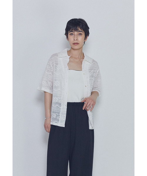 normment(ノーメント)の「【WEB限定】<normment(ノーメント)>コットンレースボタンシャツ(シャツ/ブラウス・レディース・オフホワイト/ブラック系その他3・FREE)」の2枚目の写真