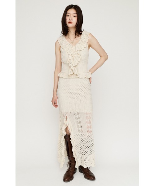 LACE KNITTING CAMI L/OP レースニッティングキャミロングワンピース