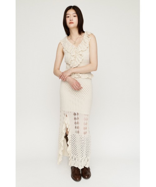 SLY(スライ)の「LACE KNITTING CAMI L/OP レースニッティングキャミロングワンピース 夏服 秋服(ワンピース・レディース・ブラック/アイボリー・FREE)」の16枚目の写真