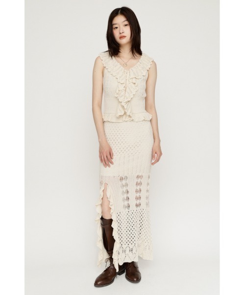 SLY(スライ)の「LACE KNITTING CAMI L/OP レースニッティングキャミロングワンピース 夏服 秋服(ワンピース・レディース・ブラック/アイボリー・FREE)」の10枚目の写真