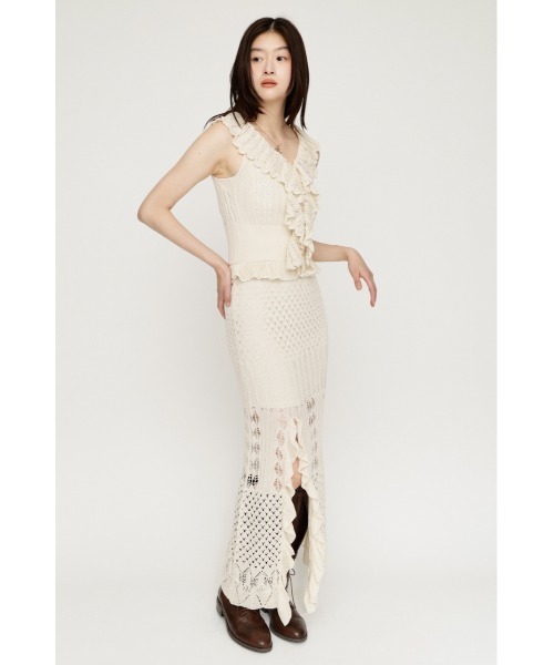 SLY(スライ)の「LACE KNITTING CAMI L/OP レースニッティングキャミロングワンピース 夏服 秋服(ワンピース・レディース・ブラック/アイボリー・FREE)」の11枚目の写真