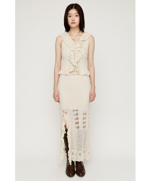 SLY(スライ)の「LACE KNITTING CAMI L/OP レースニッティングキャミロングワンピース 夏服 秋服(ワンピース・レディース・ブラック/アイボリー・FREE)」の12枚目の写真