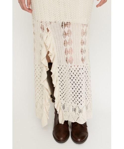 SLY(スライ)の「LACE KNITTING CAMI L/OP レースニッティングキャミロングワンピース 夏服 秋服(ワンピース・レディース・ブラック/アイボリー・FREE)」の4枚目の写真