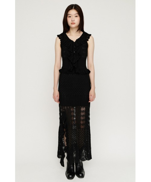 SLY(スライ)の「LACE KNITTING CAMI L/OP レースニッティングキャミロングワンピース 夏服 秋服(ワンピース・レディース・ブラック/アイボリー・FREE)」の7枚目の写真