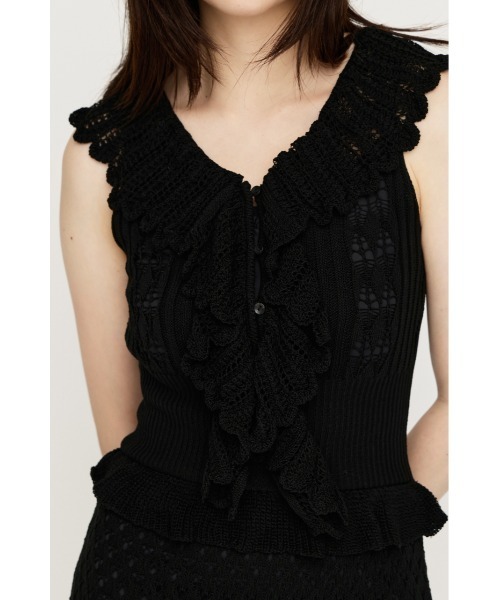 SLY(スライ)の「LACE KNITTING CAMI L/OP レースニッティングキャミロングワンピース 夏服 秋服(ワンピース・レディース・ブラック/アイボリー・FREE)」の8枚目の写真