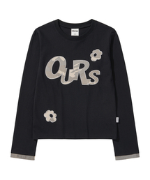 OURS カモアプリケロングスリーブブラック