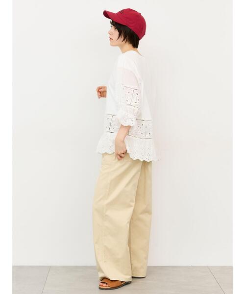 Samansa Mos2（サマンサ モスモス）の「【汗染み防止】レース切替トップス（Tシャツ/カットソー・レディース・ブラウン/ブラック/レッド/オフホワイト・F）」の20枚目の写真