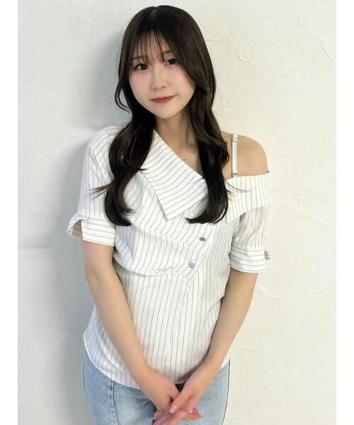 dazzlin（ダズリン）の「デザインカラーワンショルシャツ（シャツ/ブラウス・レディース・ネイビー/オフホワイト/グレー・FREE）」の2枚目の写真