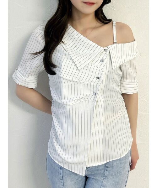 dazzlin（ダズリン）の「デザインカラーワンショルシャツ（シャツ/ブラウス・レディース・ネイビー/オフホワイト/グレー・FREE）」の19枚目の写真