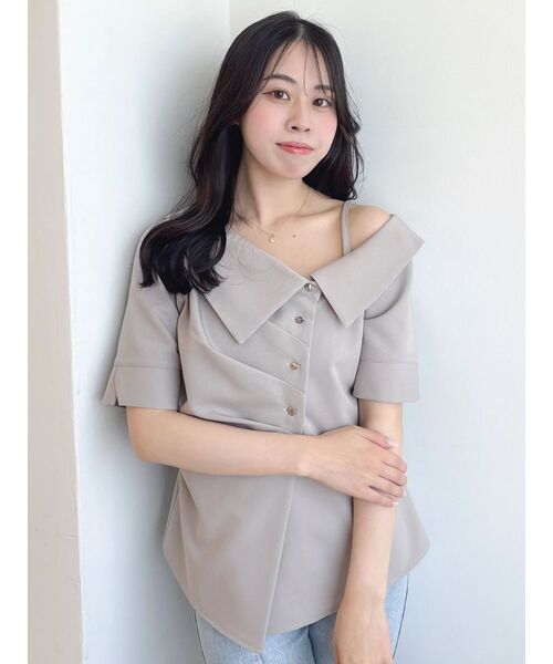 dazzlin（ダズリン）の「デザインカラーワンショルシャツ（シャツ/ブラウス・レディース・ネイビー/オフホワイト/グレー・FREE）」の13枚目の写真
