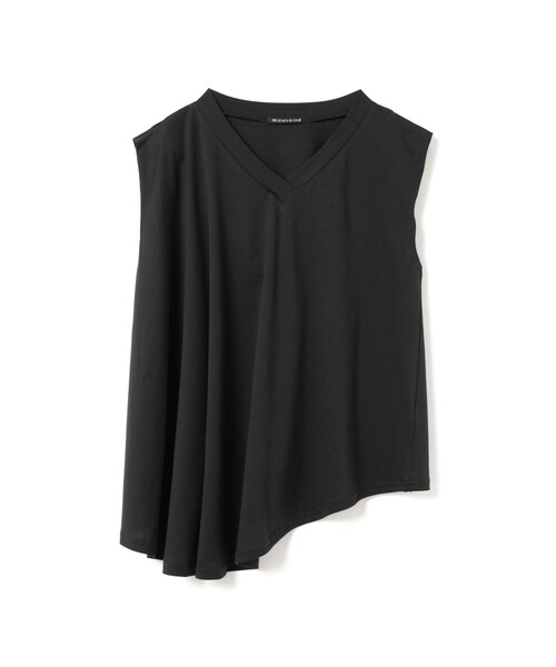 mizuiroind(ミズイロインド)の「mizuiro ind Vネックアシンメトリーノースリーブプルオーバー(Tシャツ/カットソー・レディース・オフホワイト/ライトグレー/ブラック/ブラウン/ネイビー/グレー・FREE)」の2枚目の写真