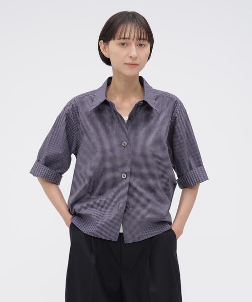 MARGARET HOWELL(マーガレットハウエル)の「COTTON LINEN GINGHAM(シャツ/ブラウス・レディース・ブラック/ブラウン・3/2/1)」の2枚目の写真