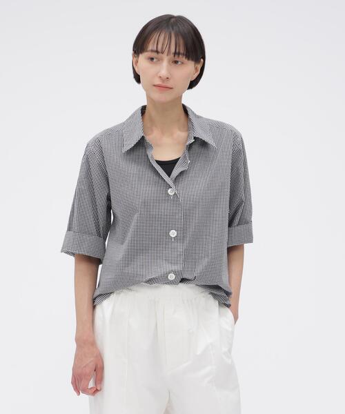 MARGARET HOWELL(マーガレットハウエル)の「COTTON LINEN GINGHAM(シャツ/ブラウス・レディース・ブラック/ブラウン・3/2/1)」の1枚目の写真