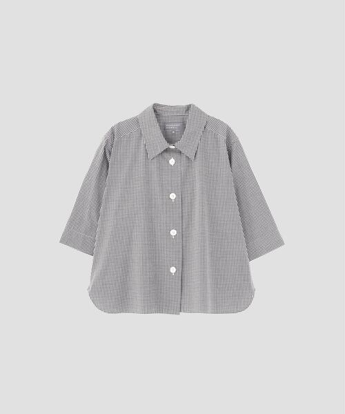 MARGARET HOWELL(マーガレットハウエル)の「COTTON LINEN GINGHAM(シャツ/ブラウス・レディース・ブラック/ブラウン・3/2/1)」の4枚目の写真