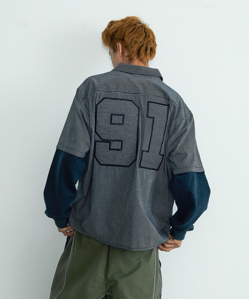 XLARGE(エクストララージ)の「PIN STRIPE WORK S/S SHIRT(シャツ/ブラウス・メンズ・ブラック/ネイビー/ホワイト・L/M/S/XL)」の1枚目の写真