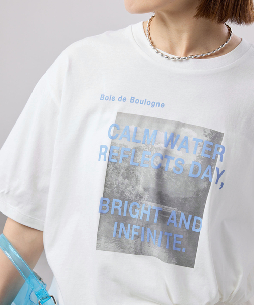 IENA(イエナ)の「《WEB限定/追加》コットンフォトプリント ロゴTシャツ(Tシャツ/カットソー・レディース・グレー/サックスブルー/グリーン・FREE)」の3枚目の写真