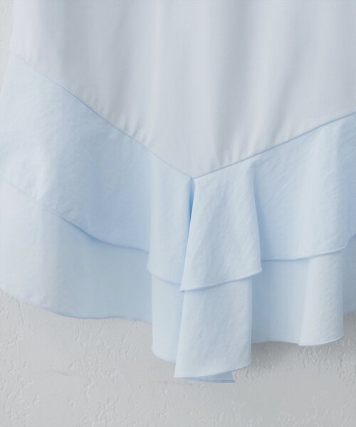 natural couture（ナチュラルクチュール）の「裾口ラッフル切替フレンチスリーブTOPS（Tシャツ/カットソー・レディース・サックスブルー/オフホワイト/ブラック・FREE）」の18枚目の写真