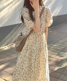 総柄フラワー マキシ丈ワンピース