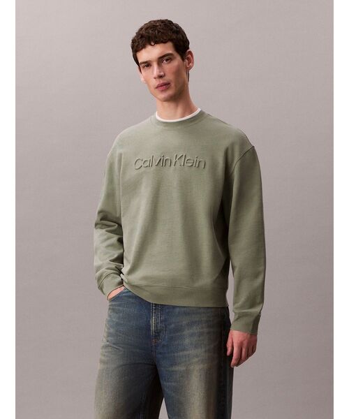 Calvin Klein(カルバン・クライン)の「スウェット - グラフィックロゴクルーネックスウェットシャツ(スウェット・メンズ・ブラック/グレー系その他・M/L/S)」の2枚目の写真