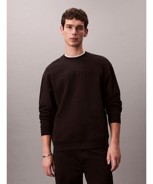 Calvin Klein(カルバン・クライン)の「スウェット - グラフィックロゴクルーネックスウェットシャツ(スウェット・メンズ・ブラック/グレー系その他・M/L/S)」の1枚目の写真