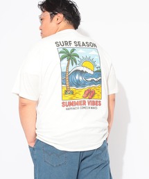 Tシャツ 半袖 メンズ 大きいサイズ RETROSURFバックプリント クルーネック カットソー B&T CLUB (ビーアンドティークラブ)