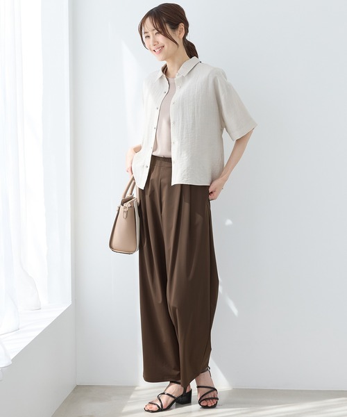 Honeys（ハニーズ）の「【ハニさら・接触冷感・速乾ドライ・抗菌防臭・ＵＶカット】大人のストレートパンツ（スラックス・レディース・ブラック/ブラウン/チャコール/グレイッシュベージュ・3L/L/LL/M/S）」の12枚目の写真