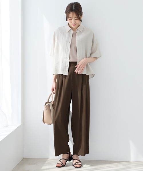 Honeys（ハニーズ）の「【ハニさら・接触冷感・速乾ドライ・抗菌防臭・ＵＶカット】大人のストレートパンツ（スラックス・レディース・ブラック/ブラウン/チャコール/グレイッシュベージュ・3L/L/LL/M/S）」の13枚目の写真