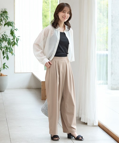 Honeys（ハニーズ）の「【ハニさら・接触冷感・速乾ドライ・抗菌防臭・ＵＶカット】大人のストレートパンツ（スラックス・レディース・ブラック/ブラウン/チャコール/グレイッシュベージュ・3L/L/LL/M/S）」の17枚目の写真