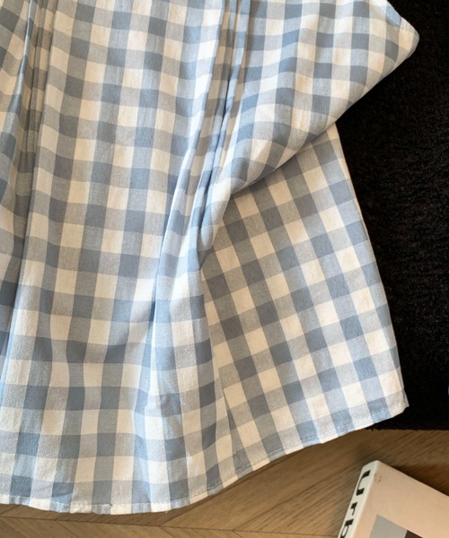 LUCPY(ラクピー)の「ギンガムチェックフリルペプラムブラウス(シャツ/ブラウス・レディース・ブルー・SMALL/LARGE/MEDIUM)」の5枚目の写真