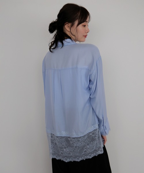 AMUU. PRECIEUSE（アムープレシューズ）の「レースドッキングチュニックシャツ（シャツ/ブラウス・レディース・オフホワイト/ブルー/ブラック・FREE）」の18枚目の写真