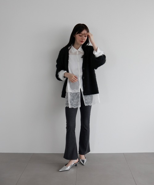 AMUU. PRECIEUSE（アムープレシューズ）の「レースドッキングチュニックシャツ（シャツ/ブラウス・レディース・オフホワイト/ブルー/ブラック・FREE）」の8枚目の写真