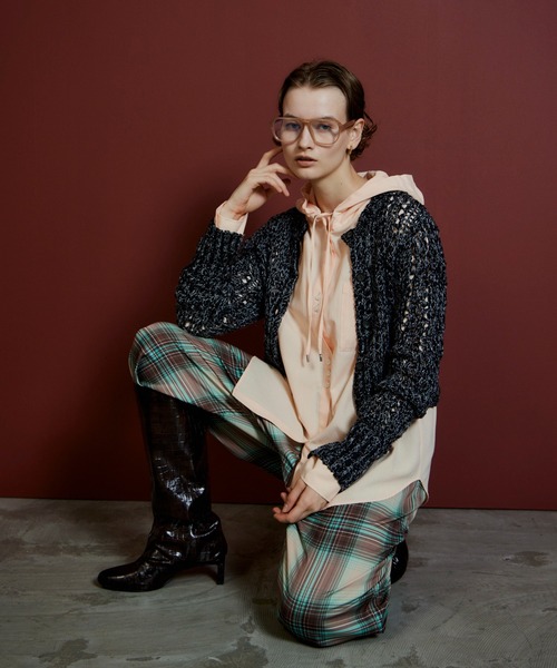 MAISON SPECIAL(メゾンスペシャル)の「Mesh Slub Compact Cardigan/メッシュスラブコンパクトカーディガン(カーディガン/ボレロ・レディース・ブルー/ホワイト/ブラック・FREE)」の4枚目の写真