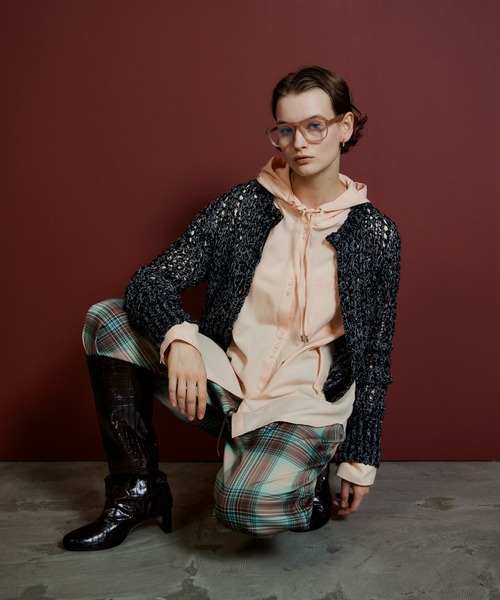 MAISON SPECIAL(メゾンスペシャル)の「Mesh Slub Compact Cardigan/メッシュスラブコンパクトカーディガン(カーディガン/ボレロ・レディース・ブルー/ホワイト/ブラック・FREE)」の5枚目の写真