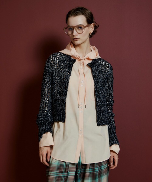 MAISON SPECIAL(メゾンスペシャル)の「Mesh Slub Compact Cardigan/メッシュスラブコンパクトカーディガン(カーディガン/ボレロ・レディース・ブルー/ホワイト/ブラック・FREE)」の6枚目の写真