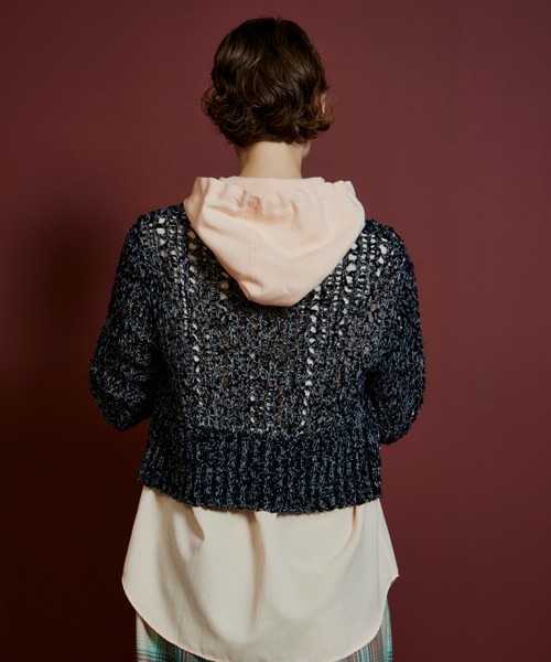 MAISON SPECIAL(メゾンスペシャル)の「Mesh Slub Compact Cardigan/メッシュスラブコンパクトカーディガン(カーディガン/ボレロ・レディース・ブルー/ホワイト/ブラック・FREE)」の7枚目の写真