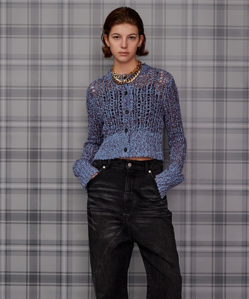 MAISON SPECIAL(メゾンスペシャル)の「Mesh Slub Compact Cardigan/メッシュスラブコンパクトカーディガン(カーディガン/ボレロ・レディース・ブルー/ホワイト/ブラック・FREE)」の16枚目の写真