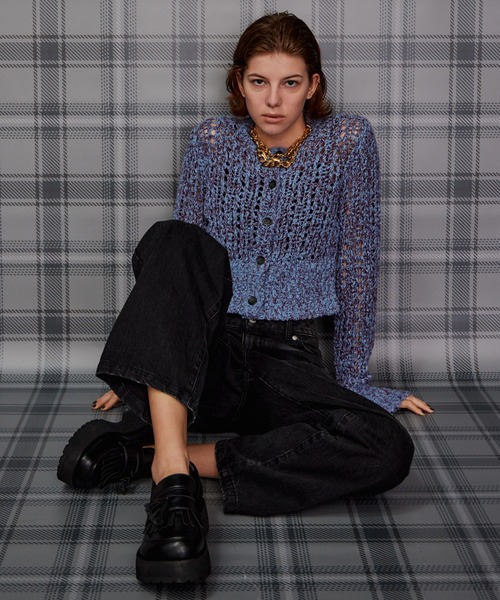 MAISON SPECIAL(メゾンスペシャル)の「Mesh Slub Compact Cardigan/メッシュスラブコンパクトカーディガン(カーディガン/ボレロ・レディース・ブルー/ホワイト/ブラック・FREE)」の17枚目の写真