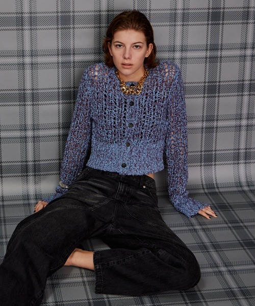 MAISON SPECIAL(メゾンスペシャル)の「Mesh Slub Compact Cardigan/メッシュスラブコンパクトカーディガン(カーディガン/ボレロ・レディース・ブルー/ホワイト/ブラック・FREE)」の18枚目の写真