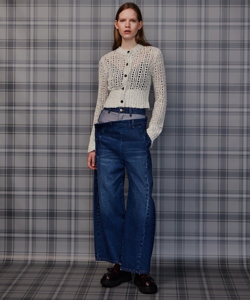 MAISON SPECIAL(メゾンスペシャル)の「Mesh Slub Compact Cardigan/メッシュスラブコンパクトカーディガン(カーディガン/ボレロ・レディース・ブルー/ホワイト/ブラック・FREE)」の8枚目の写真