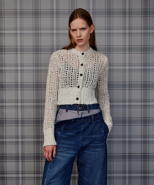 MAISON SPECIAL(メゾンスペシャル)の「Mesh Slub Compact Cardigan/メッシュスラブコンパクトカーディガン(カーディガン/ボレロ・レディース・ブルー/ホワイト/ブラック・FREE)」の13枚目の写真