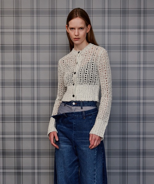 MAISON SPECIAL(メゾンスペシャル)の「Mesh Slub Compact Cardigan/メッシュスラブコンパクトカーディガン(カーディガン/ボレロ・レディース・ブルー/ホワイト/ブラック・FREE)」の14枚目の写真
